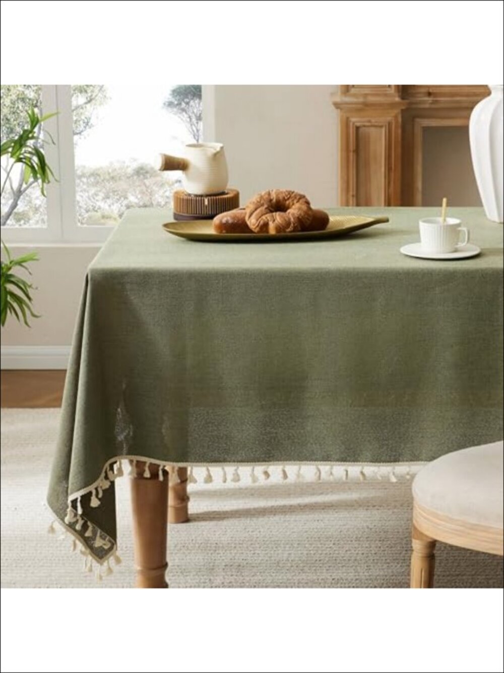 Linen Cotton Blend Tablecloth 60x104 Inch Rectangular Farmhouse